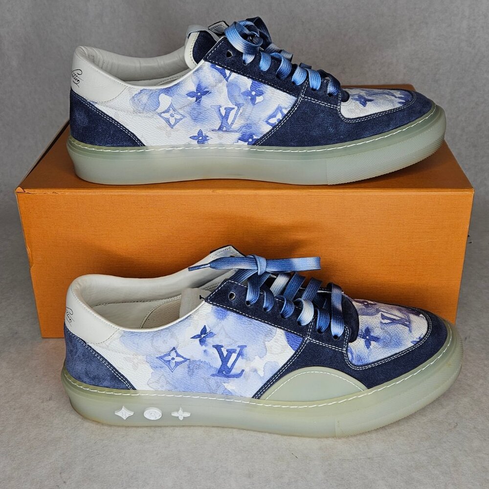 Louis Vuitton Low Top Ollie Watercolor Blue Sneakers Shoes with Box Size 9.5-10 - Picture 7 of 16